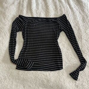 Arizona Jean Co. Black & White Striped Off the Shoulder Top